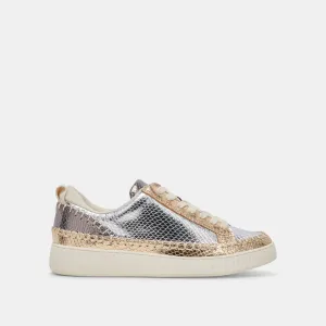 NICONA SNEAKERS SILVER GOLD EMBOSSED LEATHER