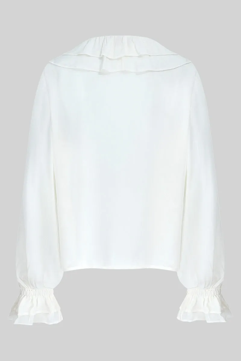 Nuan White Ruffle Top