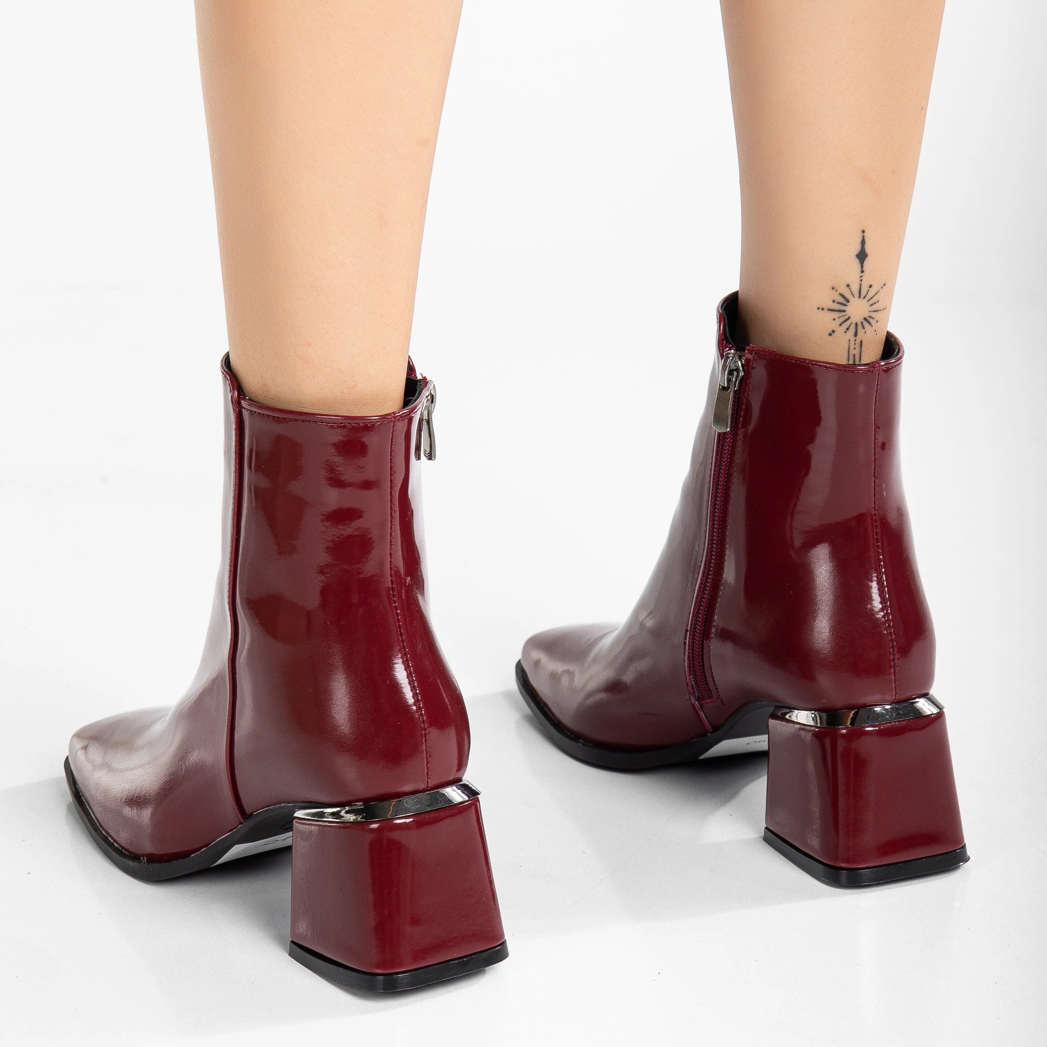 Odette Vegan Leather Ankle Boots | Burgundy Patent