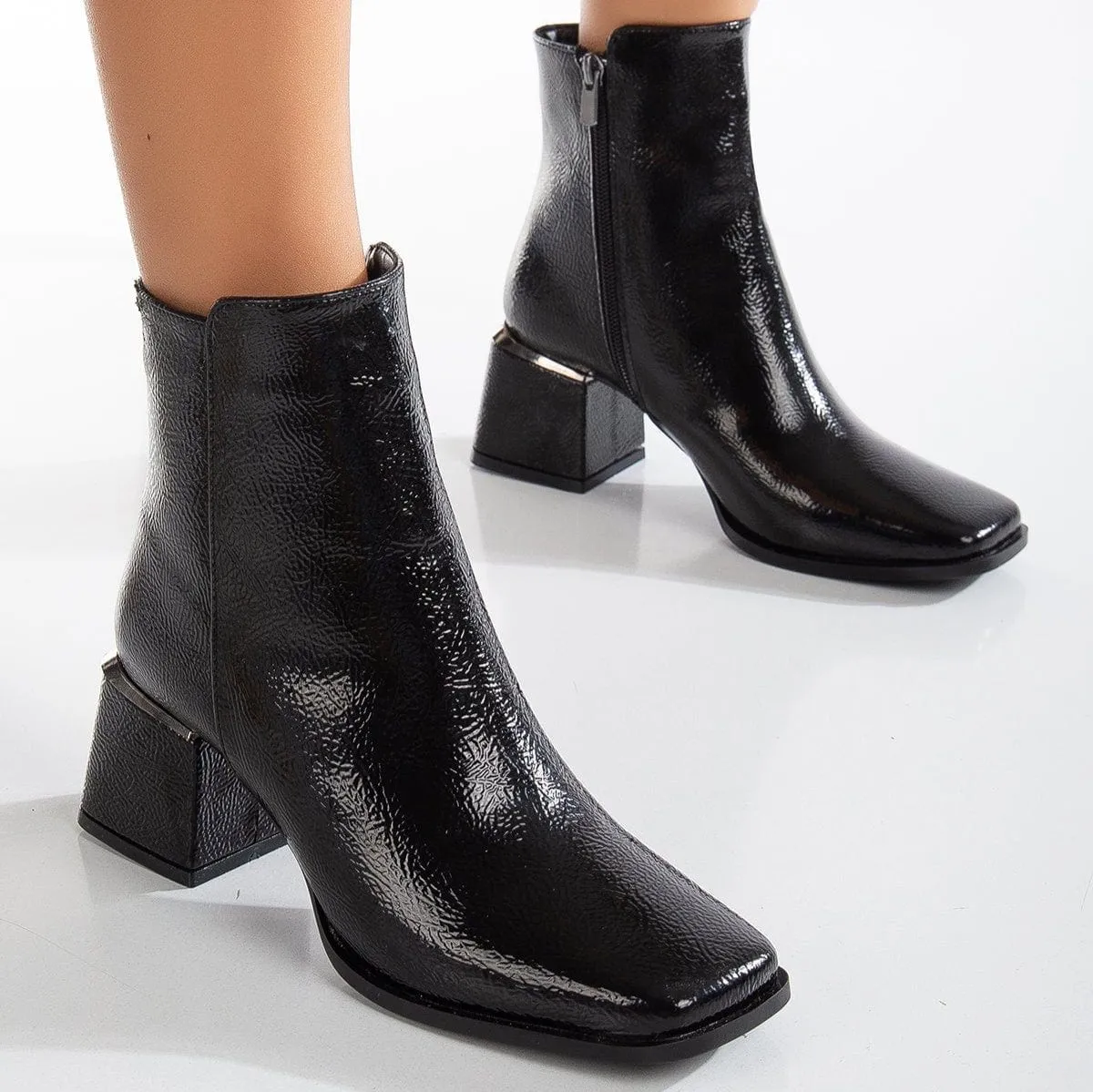 Odette Vegan Leather Boots | Black Patent