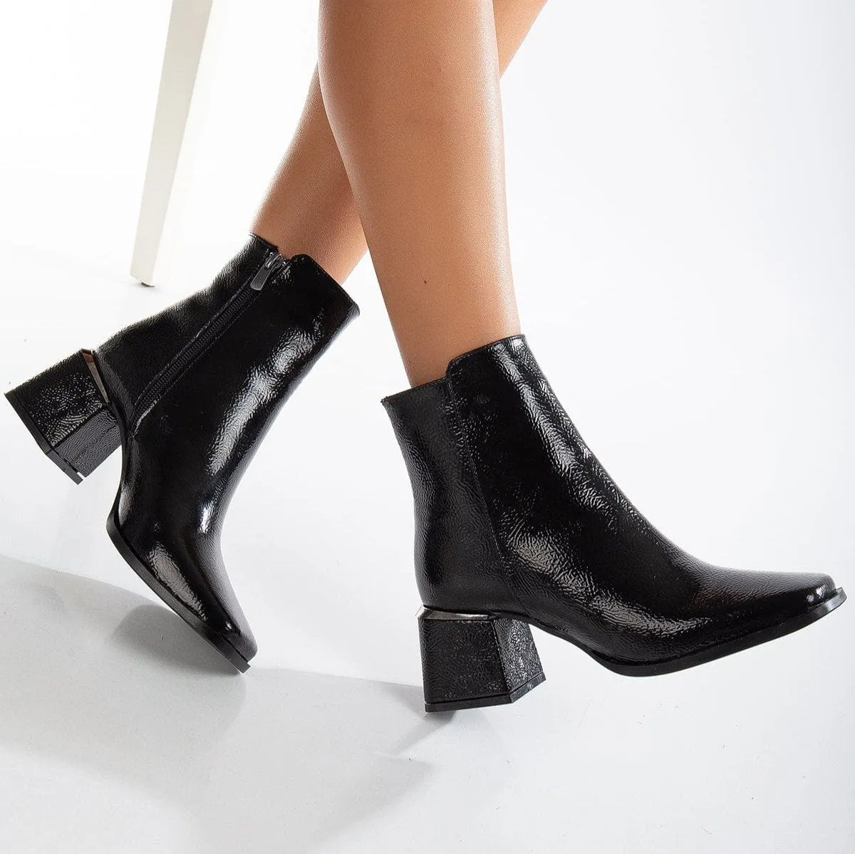 Odette Vegan Leather Boots | Black Patent