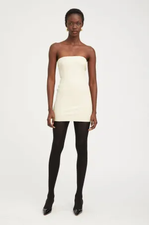 Off White Leather Strapless Dress