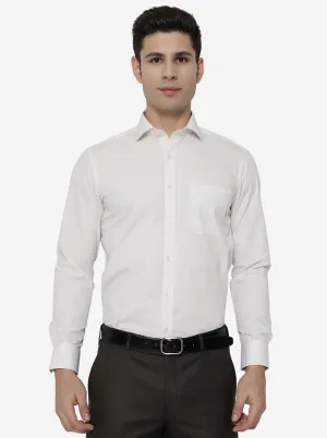 Off-White Solid Slim Fit Formal Shirt | Greenfibre