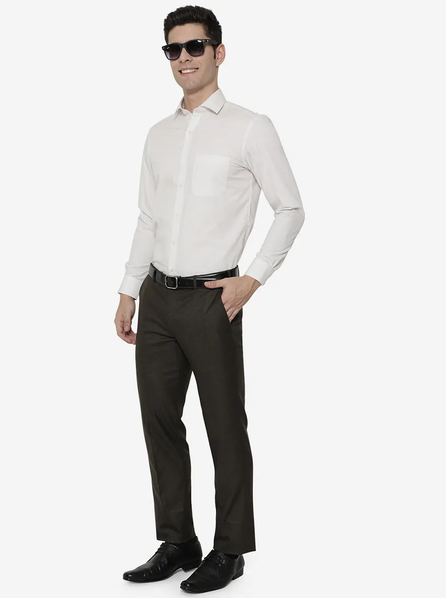 Off-White Solid Slim Fit Formal Shirt | Greenfibre