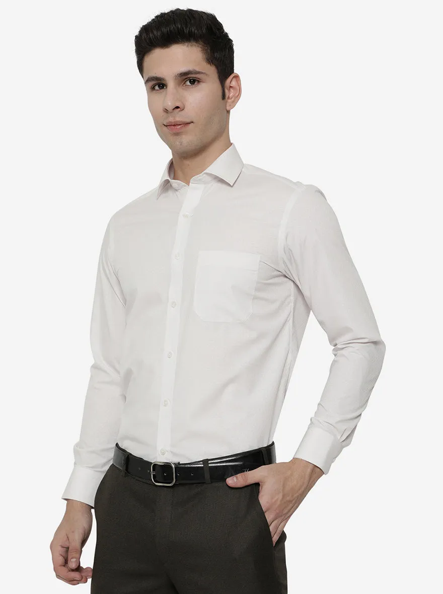 Off-White Solid Slim Fit Formal Shirt | Greenfibre