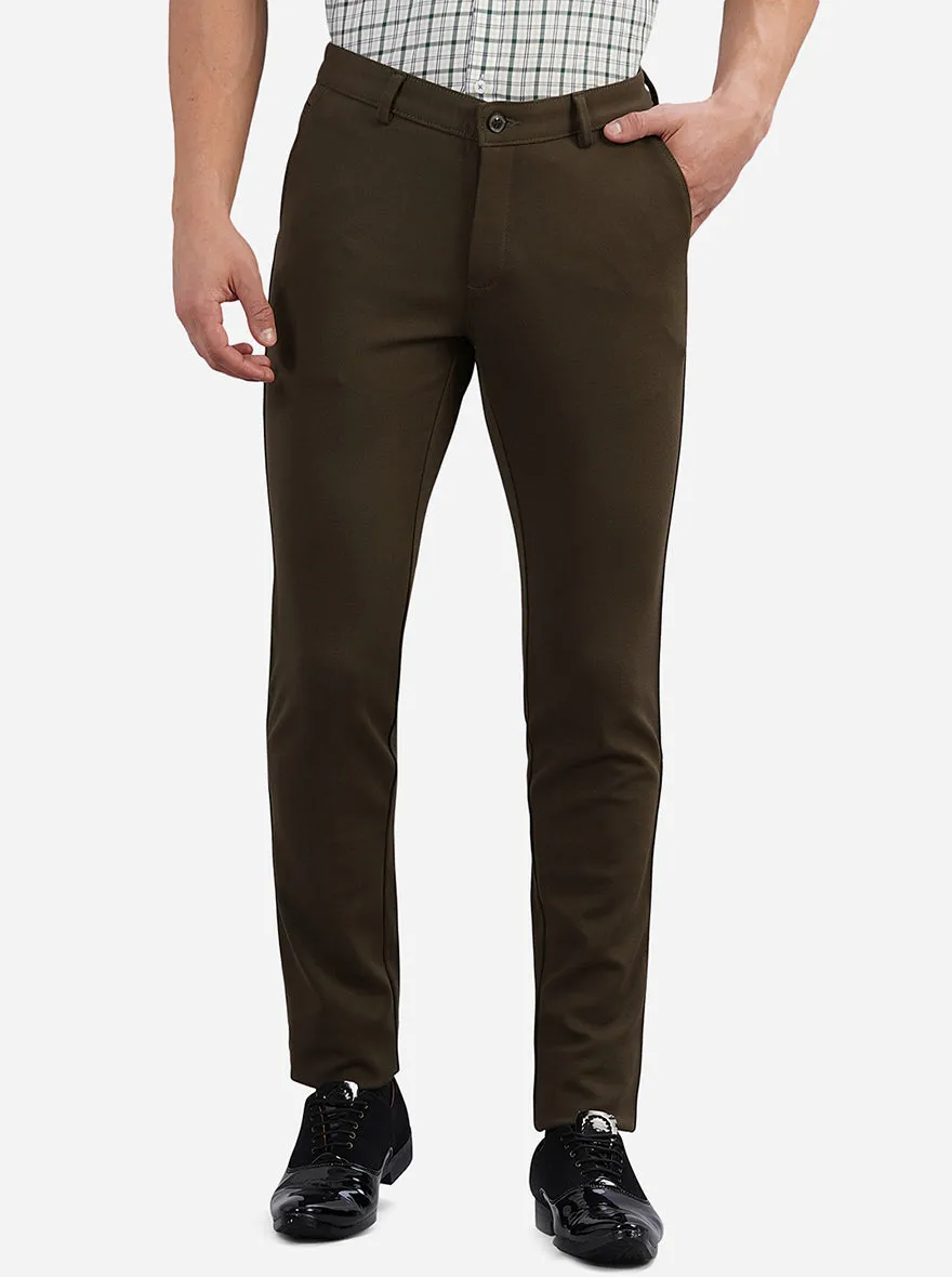 Olive Solid Slim Fit Club Wear Trouser | JB Studio