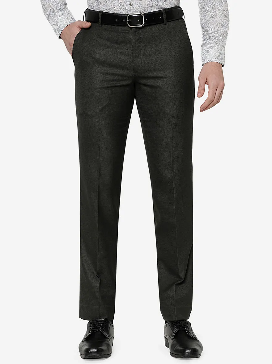 Olive Solid Slim Fit Formal Trouser | Greenfibre