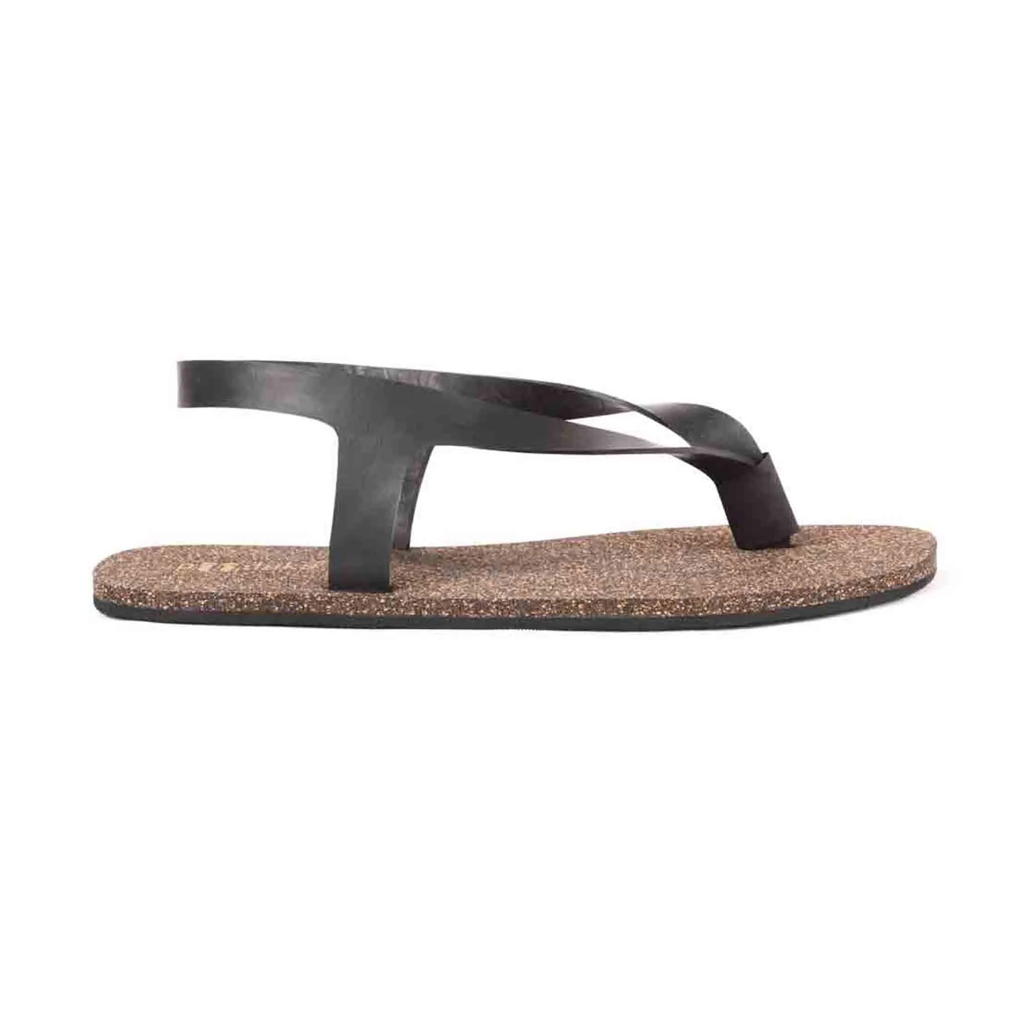 Omi Thong-Strap Cork Black Sandals Women