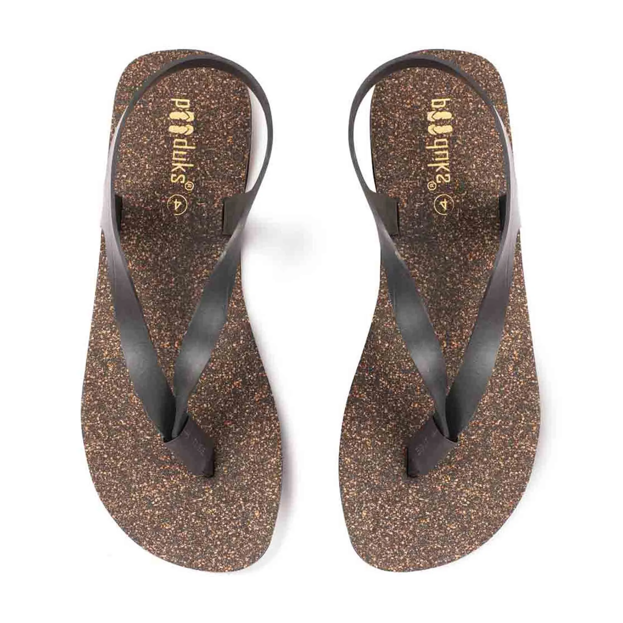 Omi Thong-Strap Cork Black Sandals Women