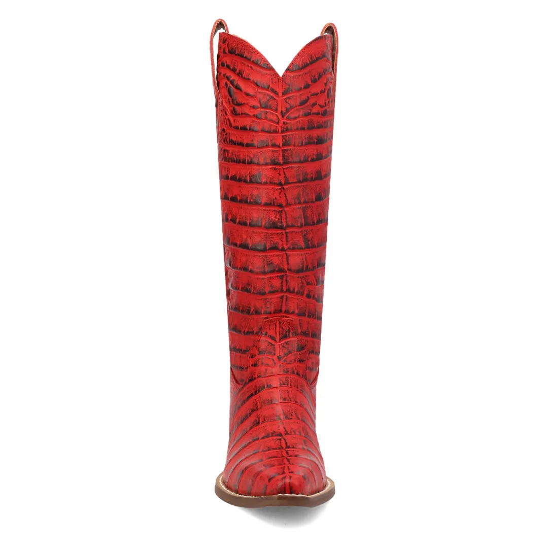 Online Exclusive | Dingo| Ozzie Animal Print Leather Boot in Red **PREORDER