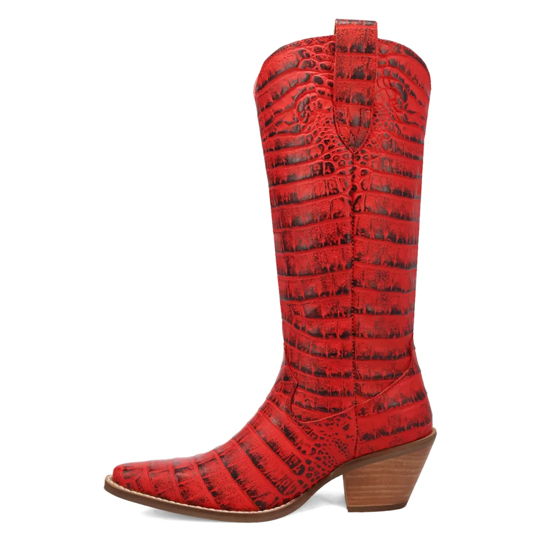 Online Exclusive | Dingo| Ozzie Animal Print Leather Boot in Red **PREORDER