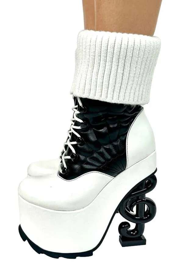 Operetta [Wht/Blk] | PLATFORM BOOTS [PREORDER]