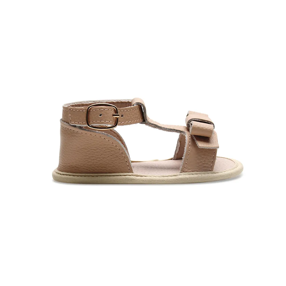 Pale Pecan Leather Baby Bow Sandal