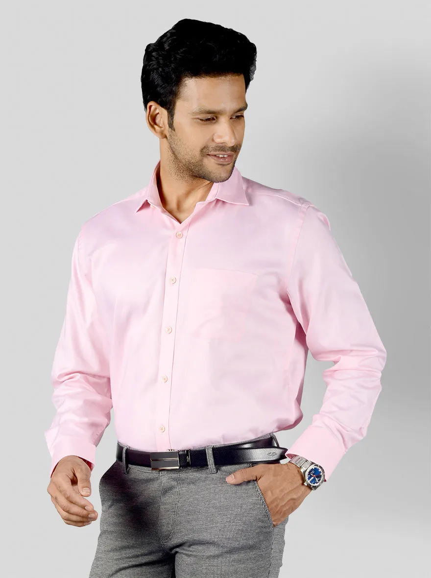 Pastel Pink Dobby Regular Fit Formal Shirt | JadeBlue