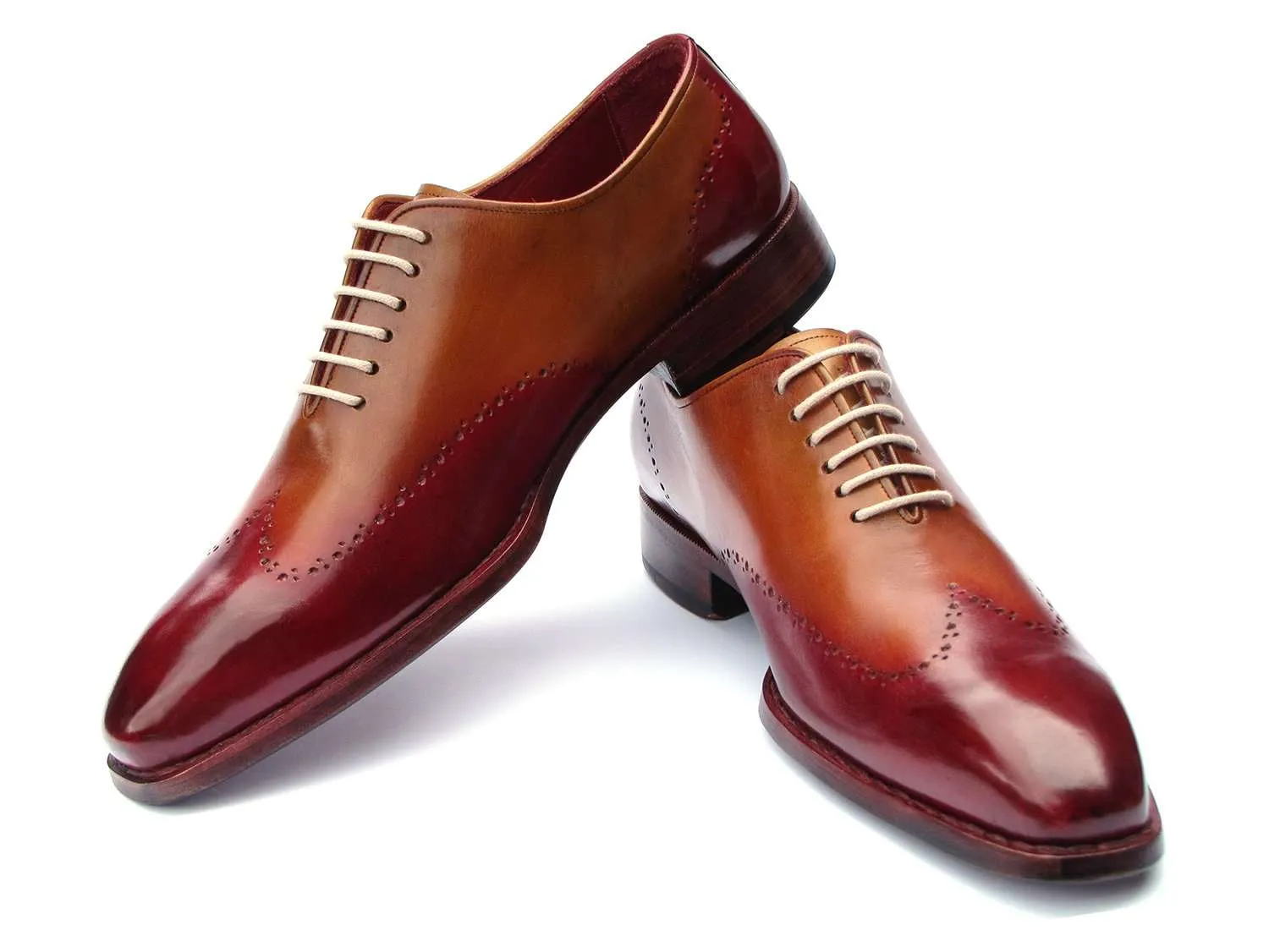 Paul Parkman Handmade Wingtip Oxfords Bordeaux/Camel