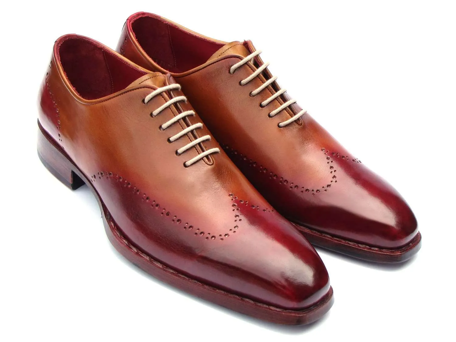 Paul Parkman Handmade Wingtip Oxfords Bordeaux/Camel