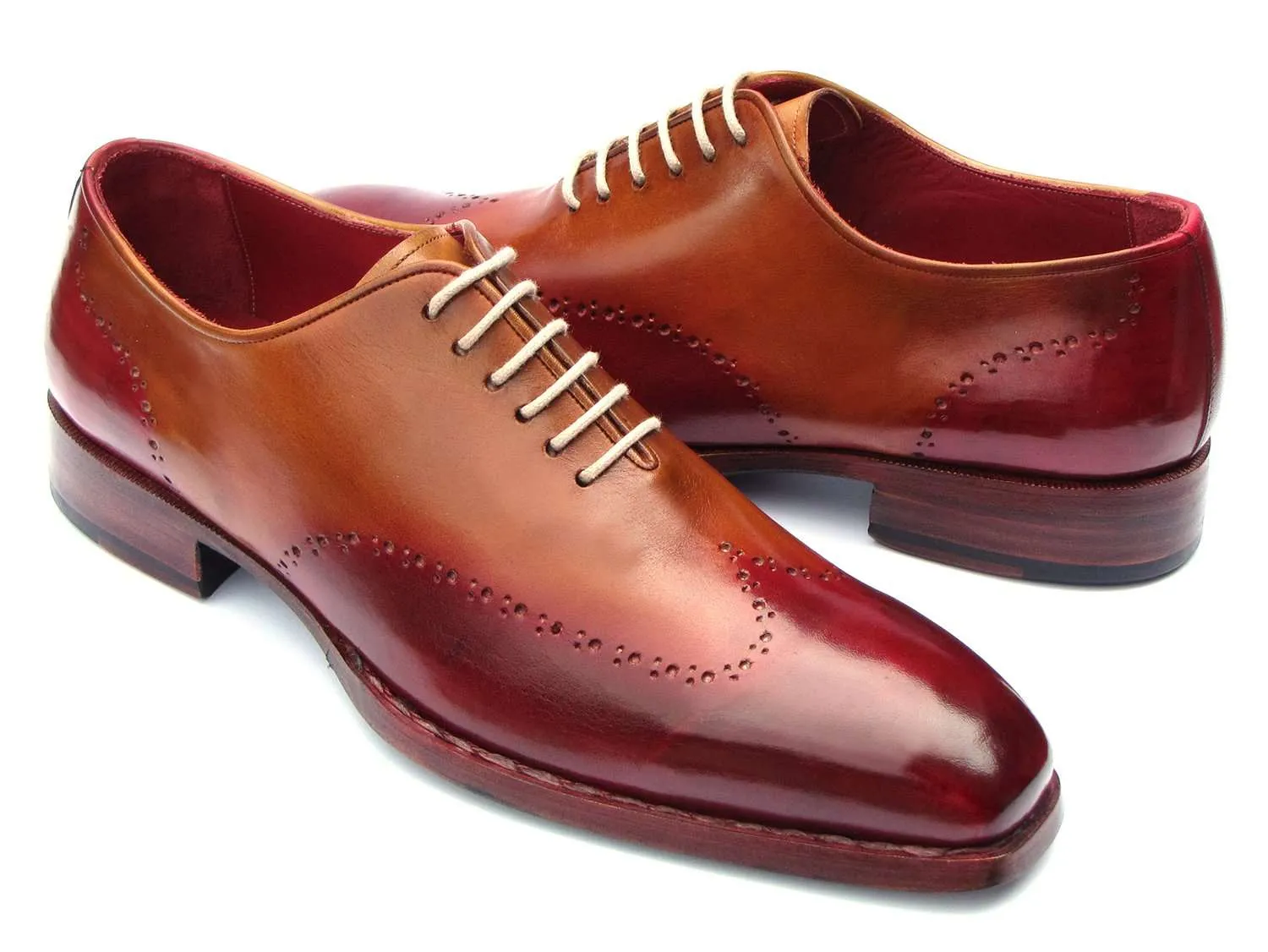 Paul Parkman Handmade Wingtip Oxfords Bordeaux/Camel