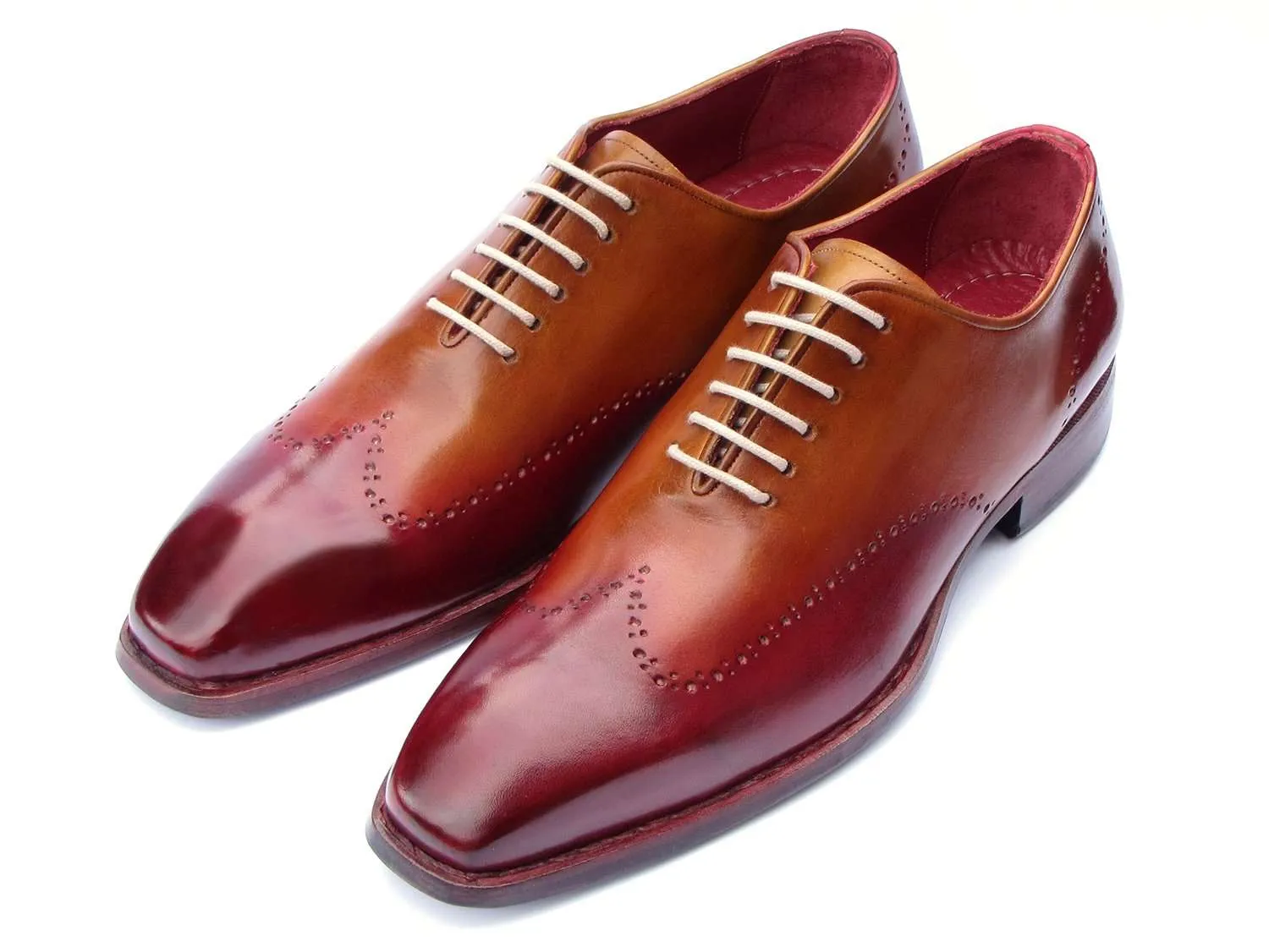 Paul Parkman Handmade Wingtip Oxfords Bordeaux/Camel