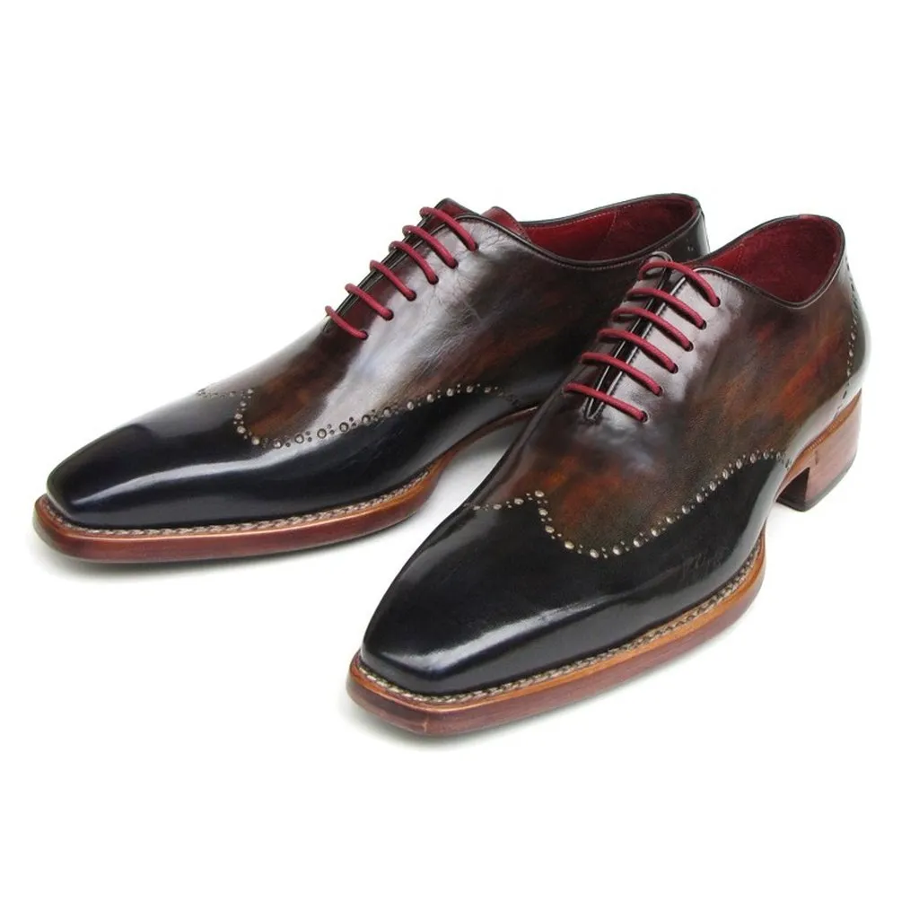 Paul Parkman Men's Wingtip Oxford Goodyear Welted Navy Red Black (ID#081-MIX)