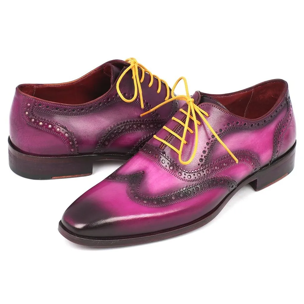 Paul Parkman Men's Wingtip Oxfords Lilac Handpainted Calfskin (ID#228-LIL)