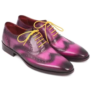 Paul Parkman Men's Wingtip Oxfords Lilac Handpainted Calfskin (ID#228-LIL)