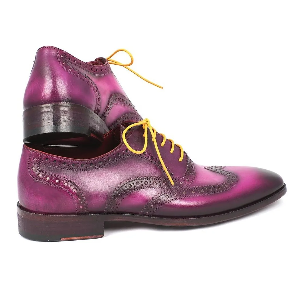 Paul Parkman Men's Wingtip Oxfords Lilac Handpainted Calfskin (ID#228-LIL)