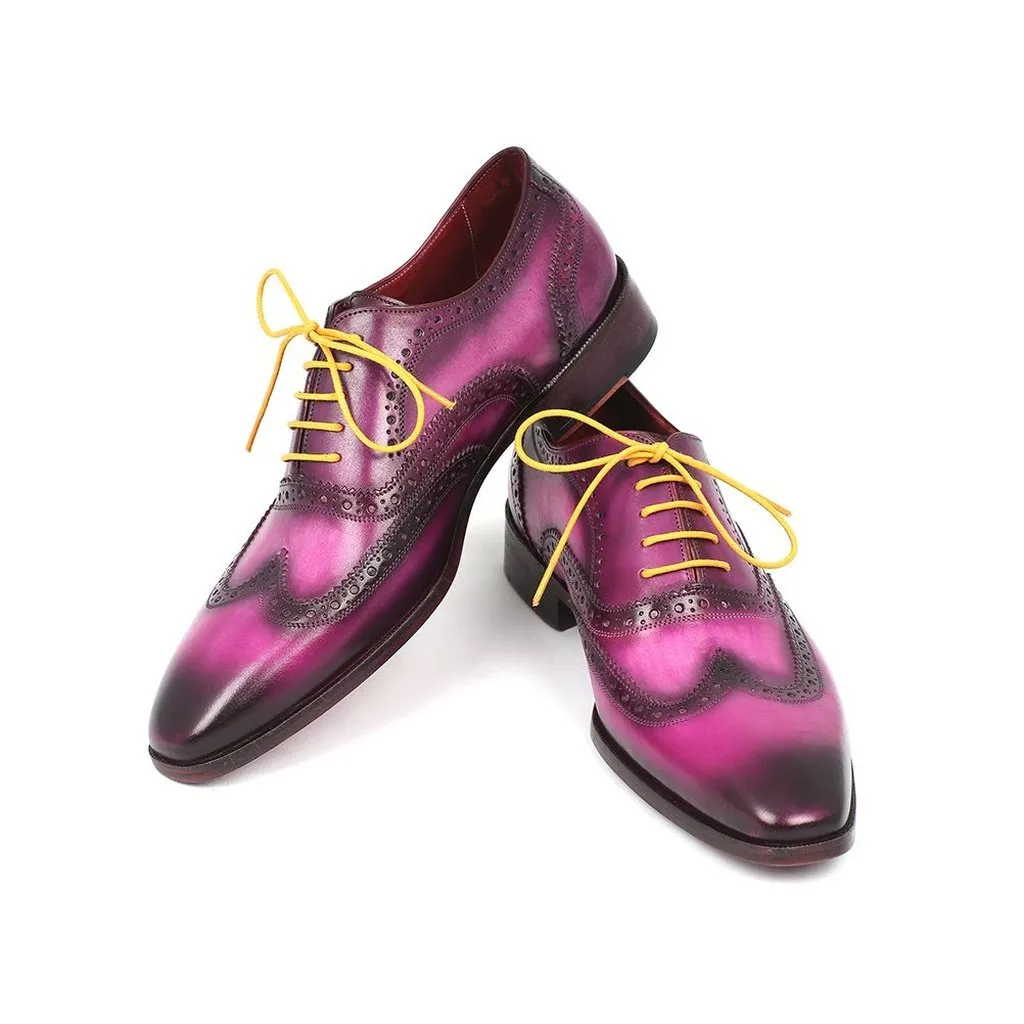 Paul Parkman Men's Wingtip Oxfords Lilac Handpainted Calfskin (ID#228-LIL)