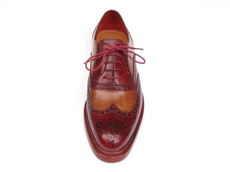 Paul Parkman Triple Leather Sole Wingtip Brogues Bordeaux & Camel