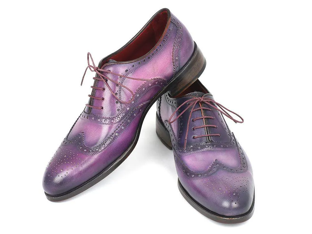 Paul Parkman Wingtip Oxfords Purple & Navy Handpainted Calfskin (ID#743-PURP)