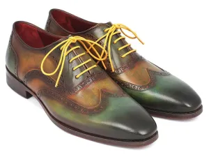 Paul Parkman Wintip Oxfords Green Handpainted Calfskin (ID#228-GRN)