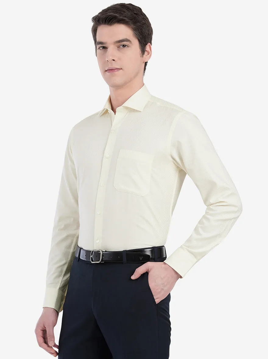 Pearl Yellow Dobby Slim Fit Formal Shirt | Metal