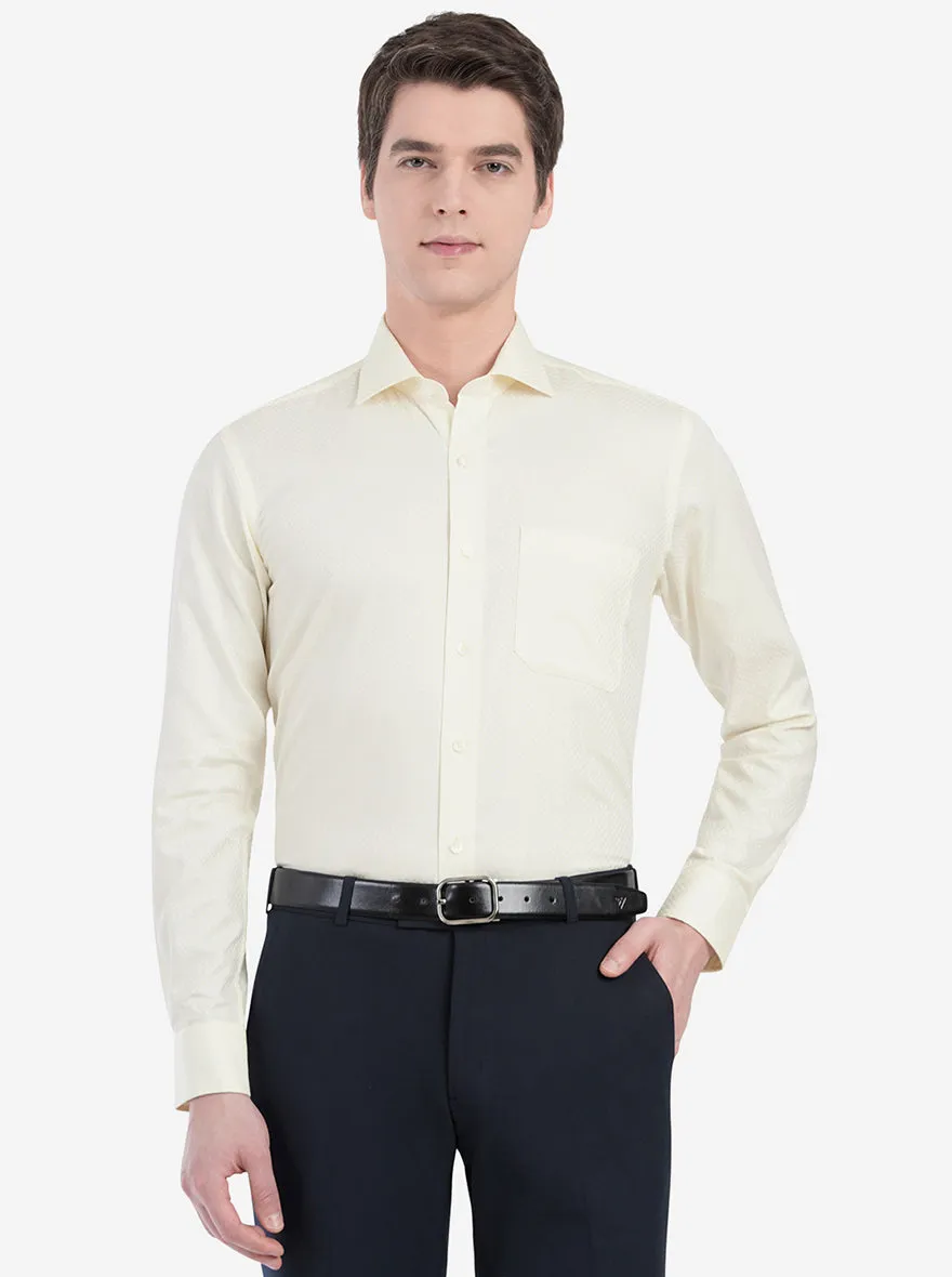 Pearl Yellow Dobby Slim Fit Formal Shirt | Metal