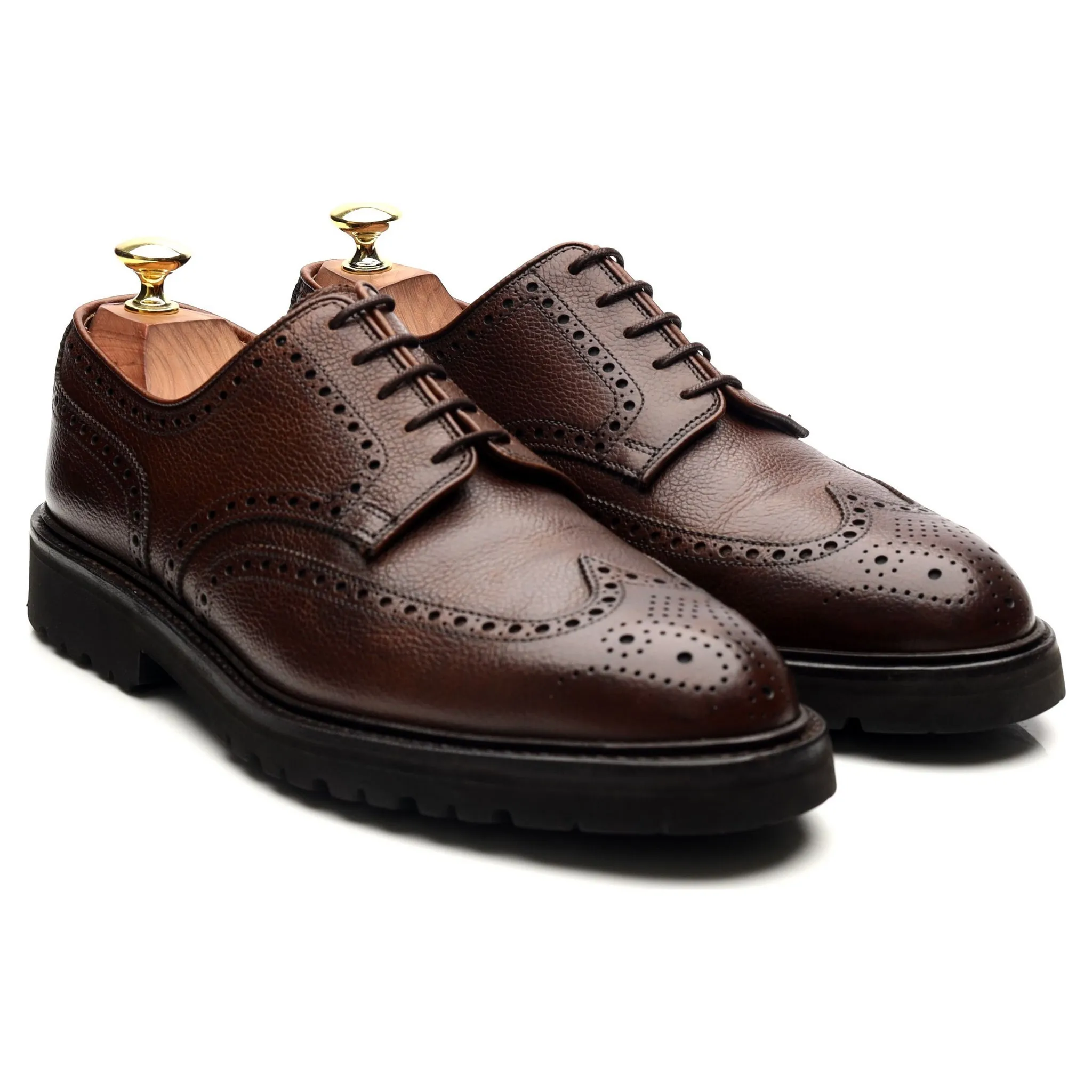 'Pembroke' Dark Brown Leather Derby Brogues UK 7 E