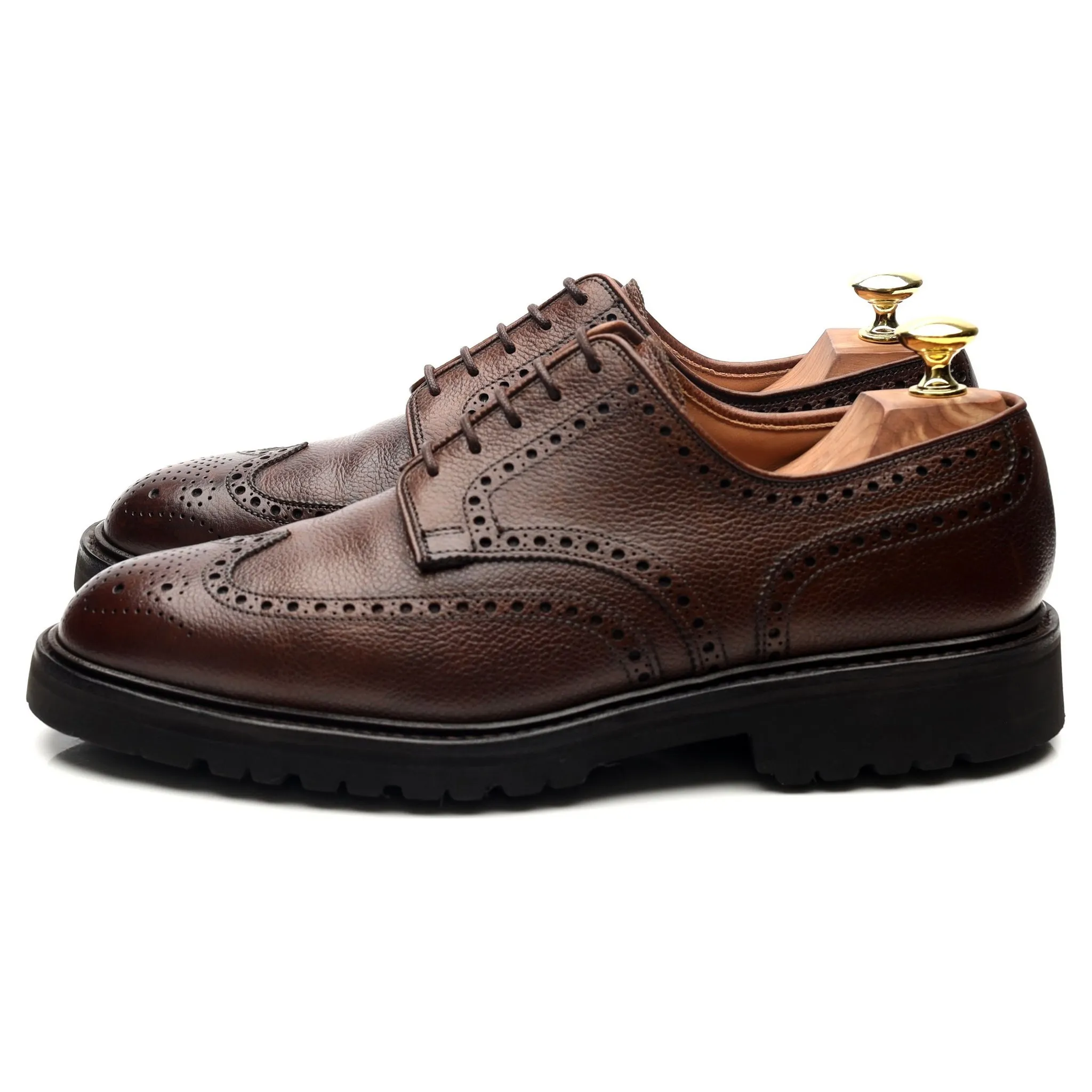 'Pembroke' Dark Brown Leather Derby Brogues UK 7 E