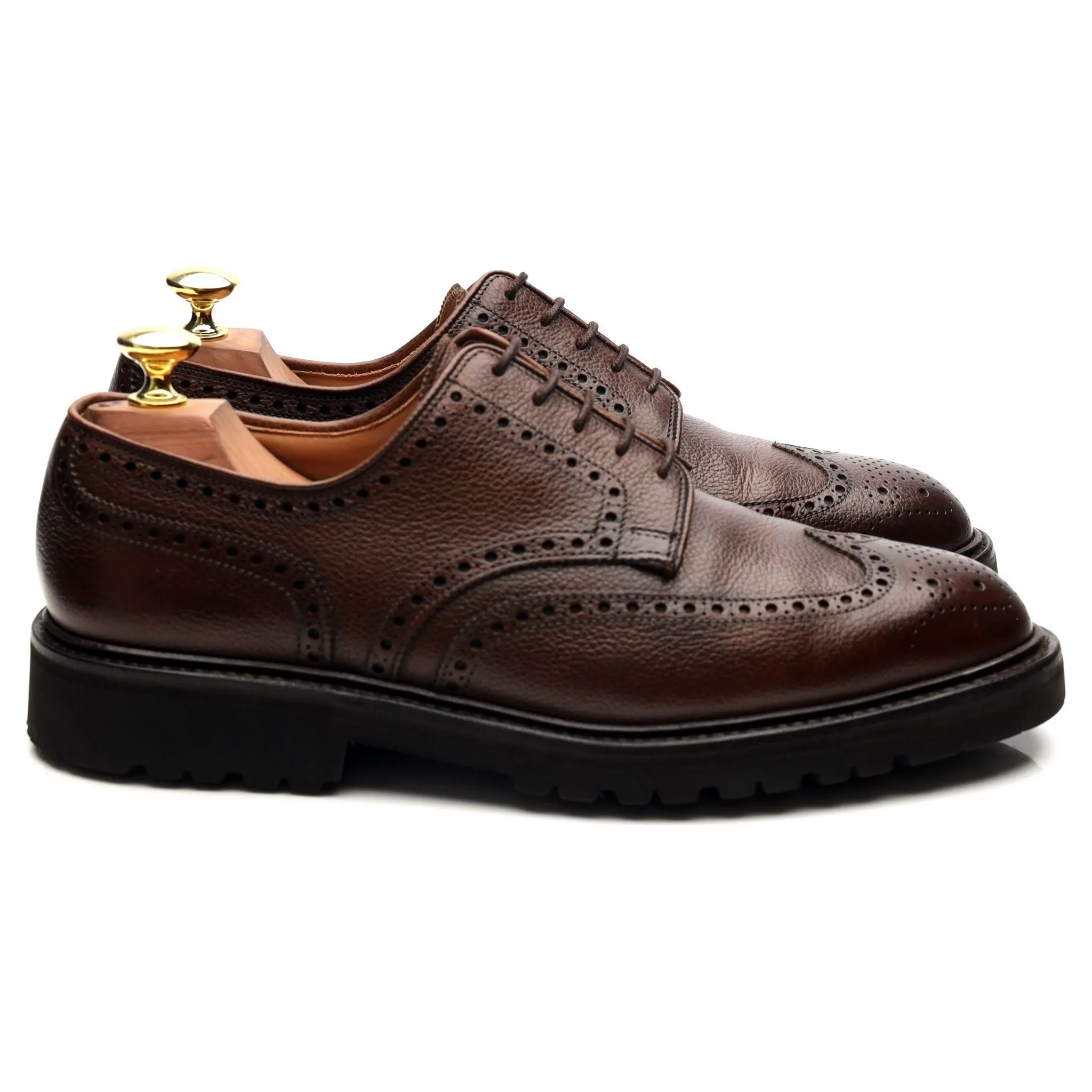 'Pembroke' Dark Brown Leather Derby Brogues UK 7 E