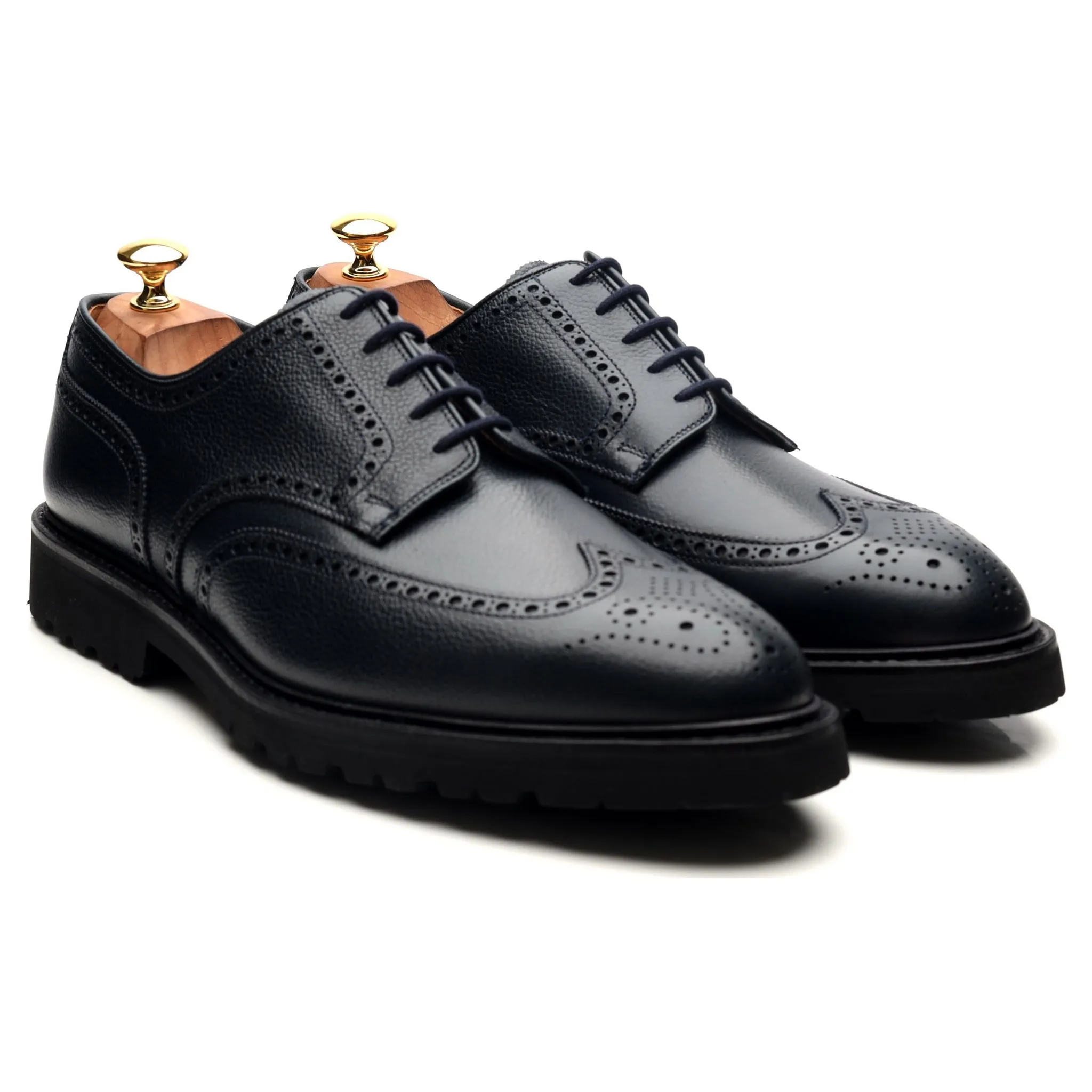 'Pembroke' Navy Blue Leather Derby Brogues UK 10 E