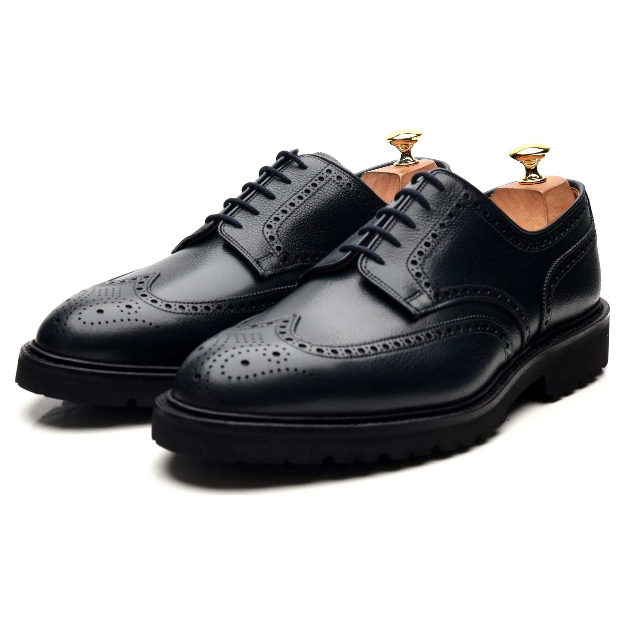 'Pembroke' Navy Blue Leather Derby Brogues UK 10 E