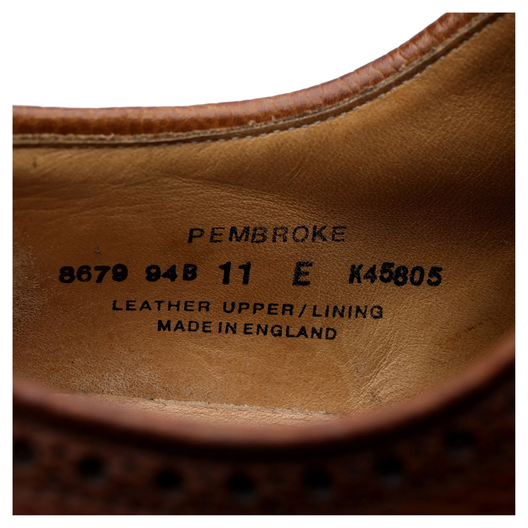 'Pembroke' Tan Brown Leather Derby Brogues UK 11 E