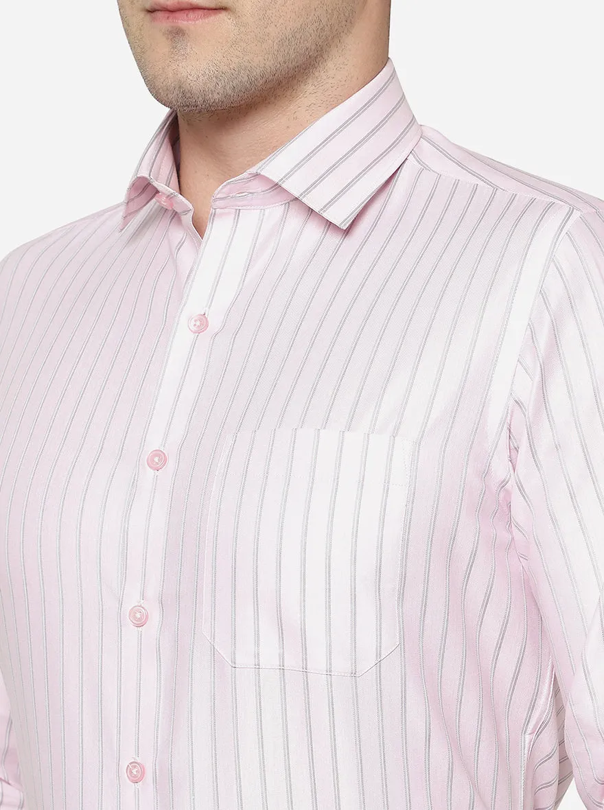 Pink Striped Slim Fit Formal Shirt | Greenfibre