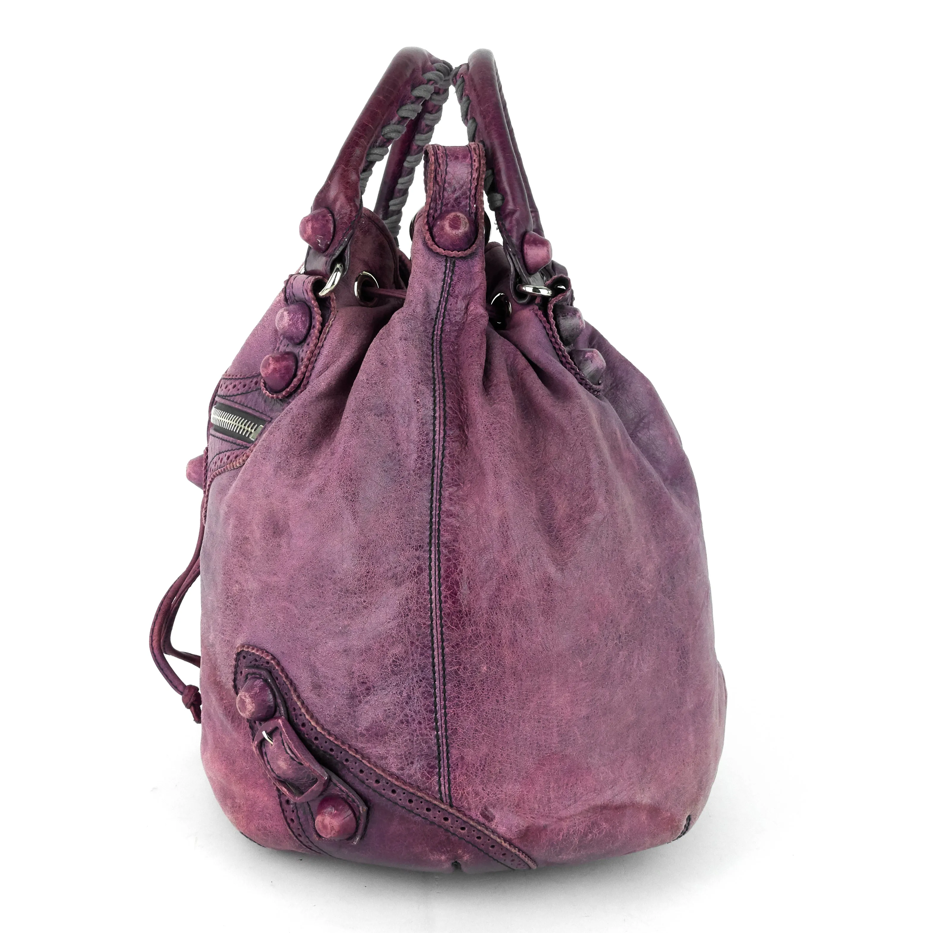 Pompon Giant Brogues Lambskin Leather Bag