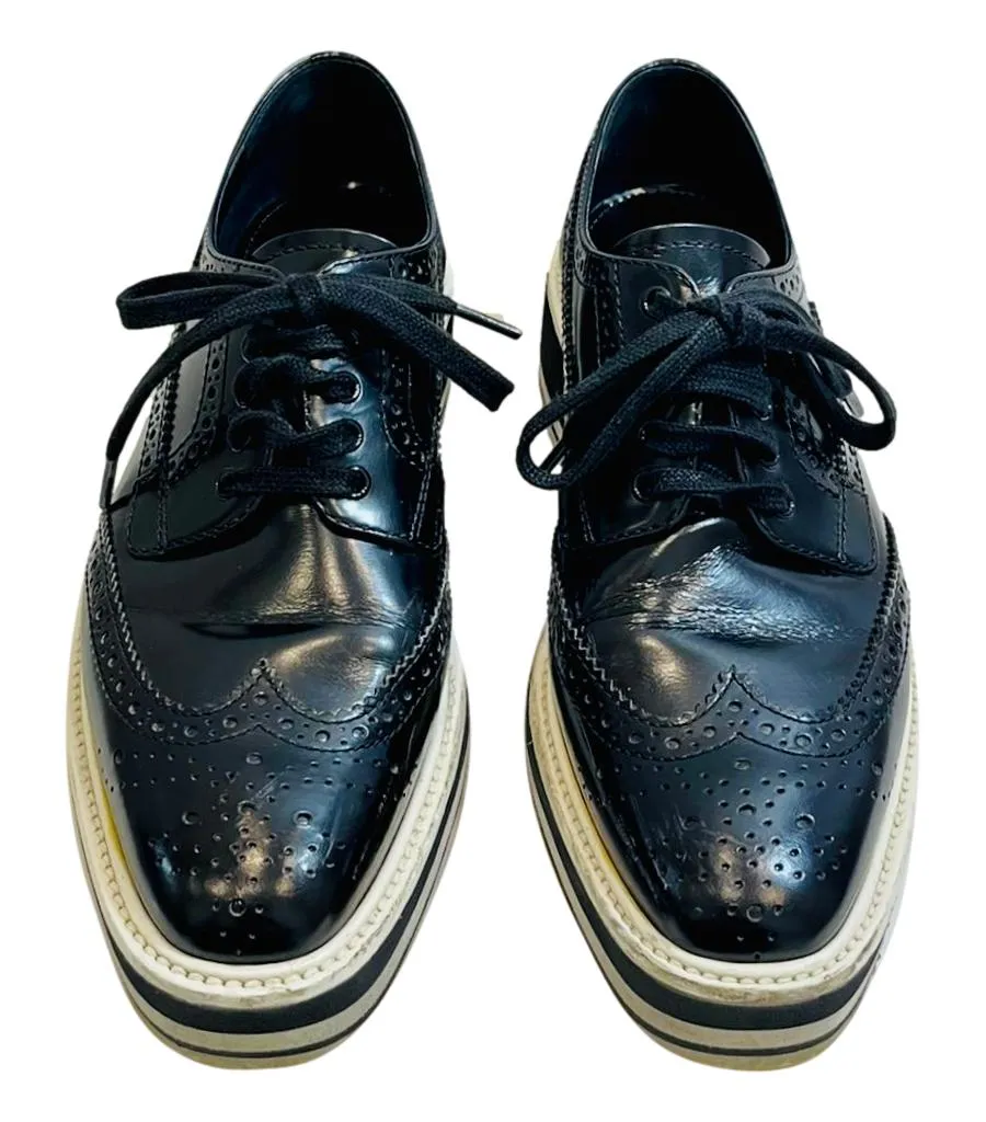 Prada Leather Platform Brogues. Size 35