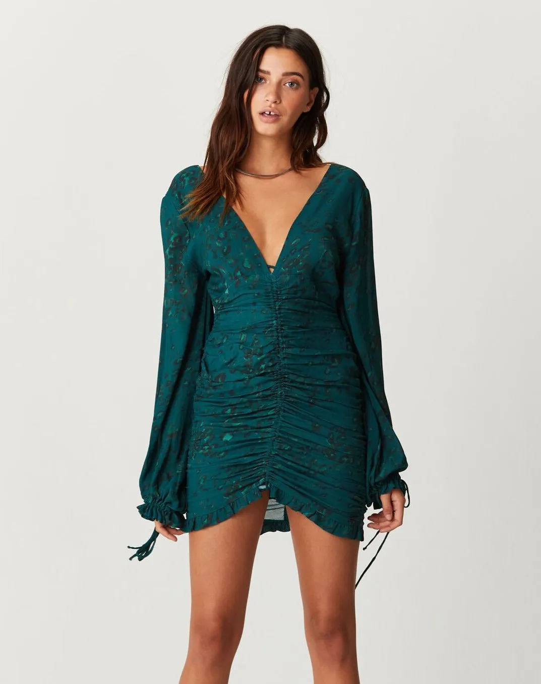 Rainforest Mini Dress - Emerald Leopard