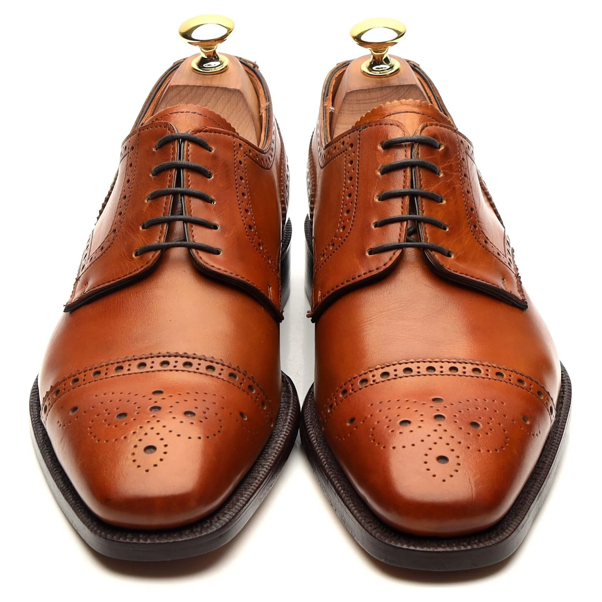 'Randolph' Tan Brown Leather Derby Brogues UK 6 F