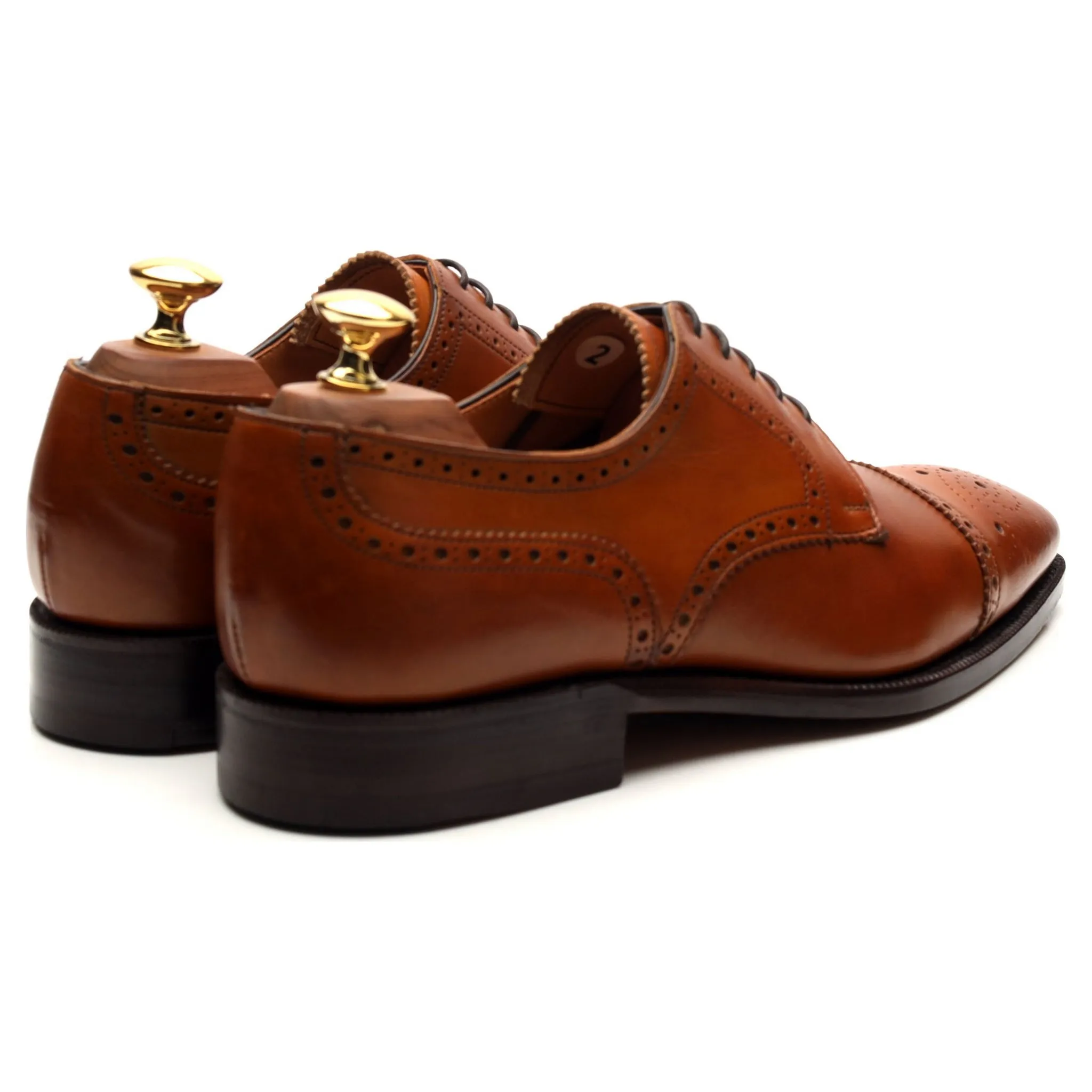 'Randolph' Tan Brown Leather Derby Brogues UK 6 F