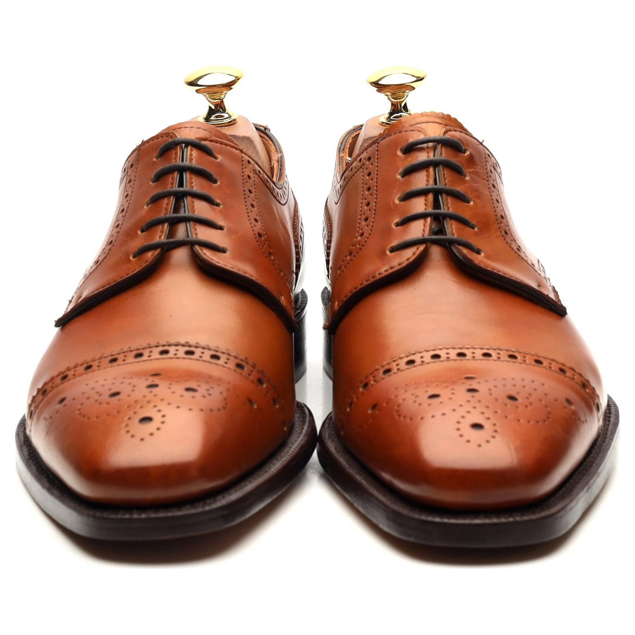 'Randolph' Tan Brown Leather Derby Brogues UK 6 F