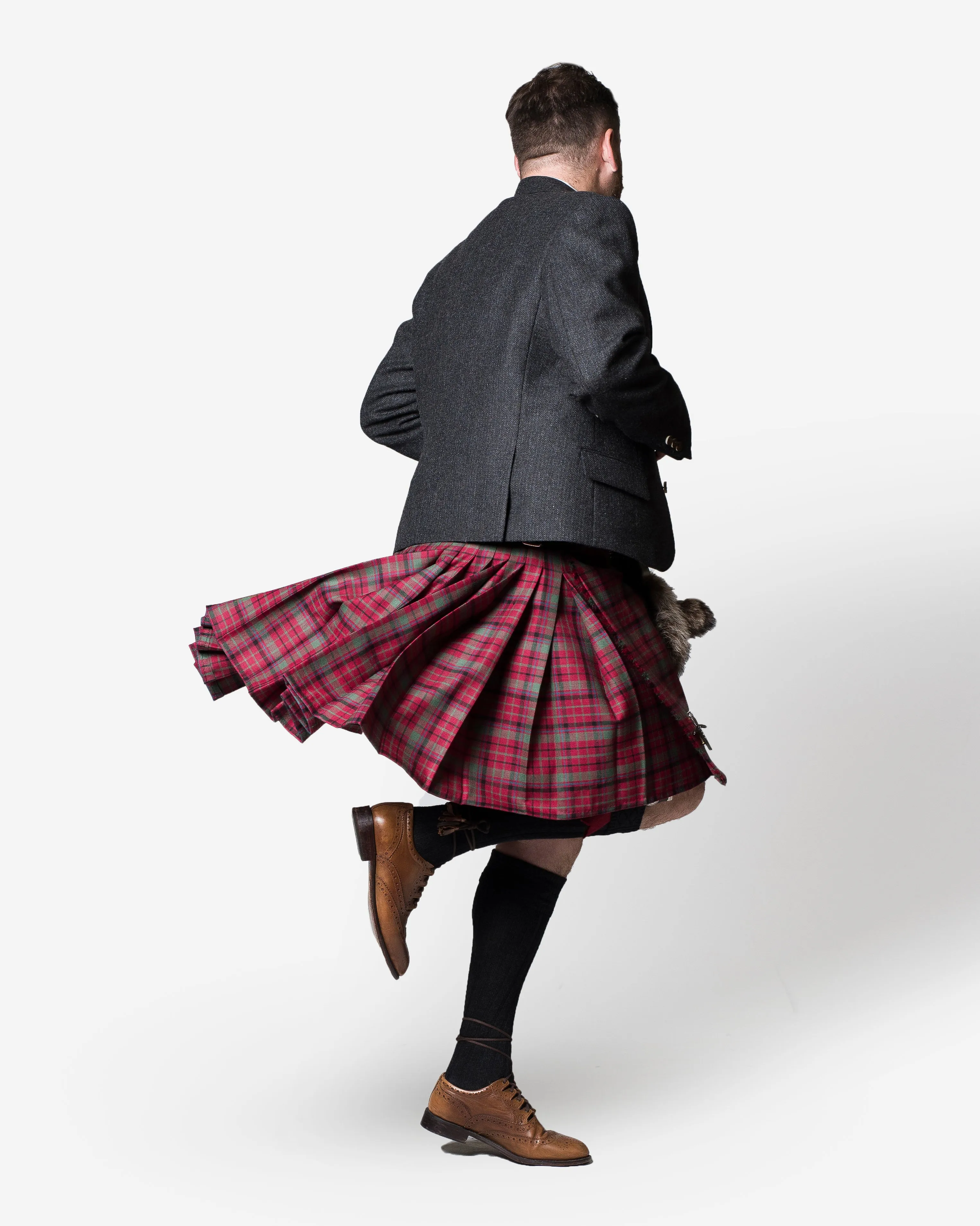 Red Nicolson Muted / Lovat Charcoal Tweed Kilt Hire Outfit