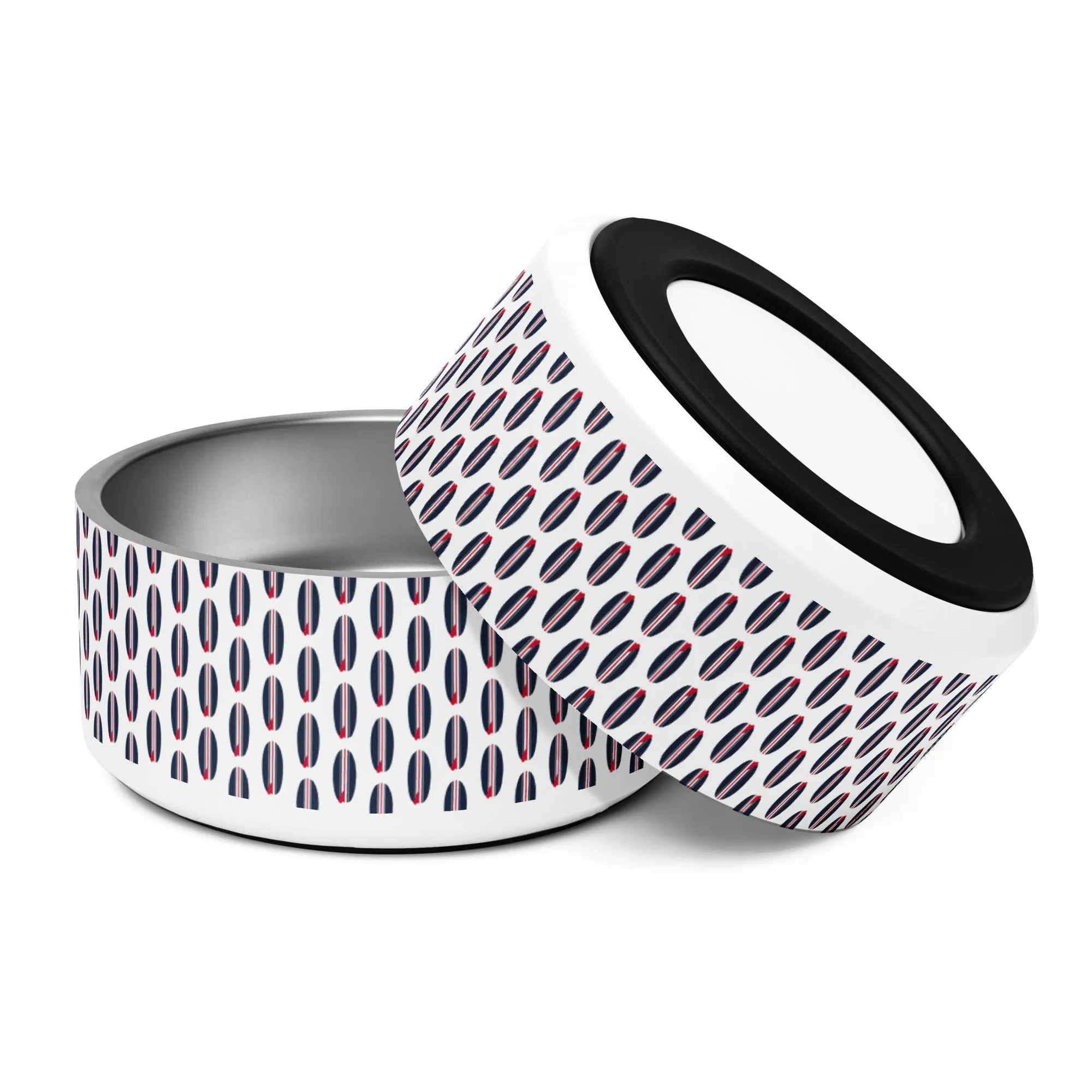 Red, White and Navy Blue Mini Surfboards Pet Bowl