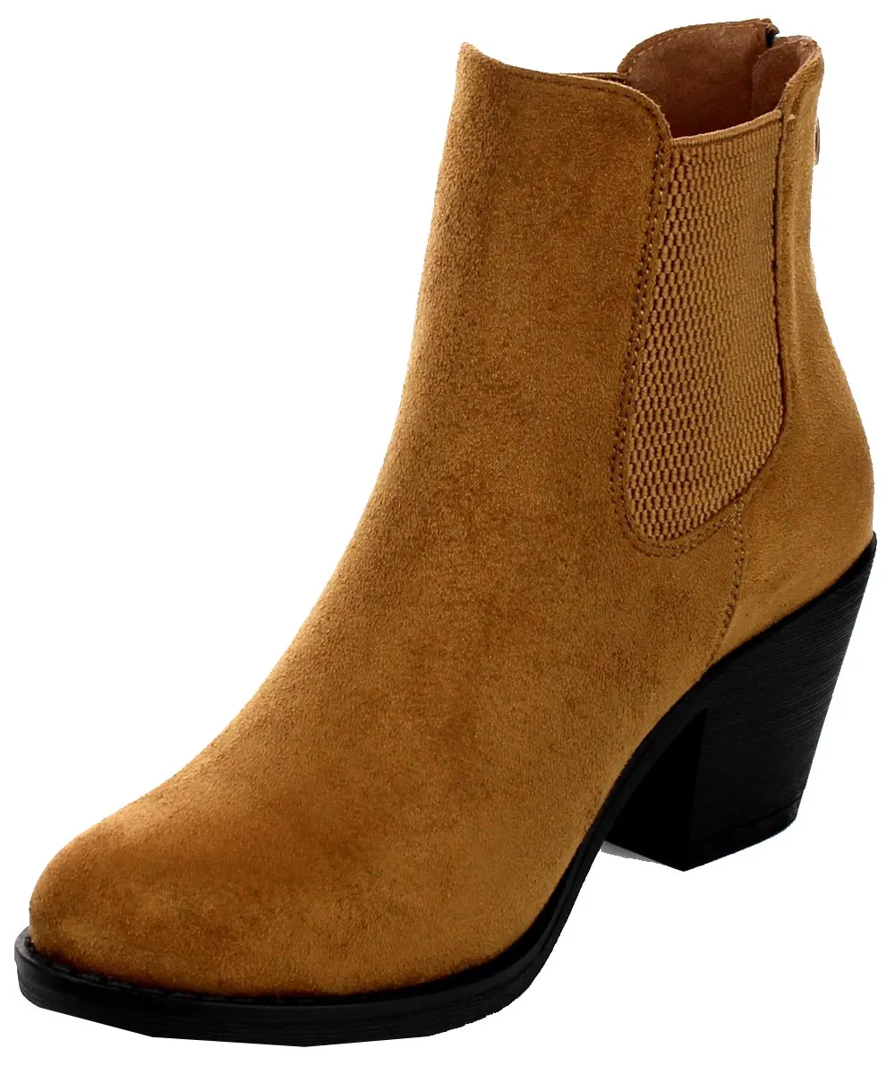 Refresh Footwear Women's Elastic Side Stacked Block Heel Bootie