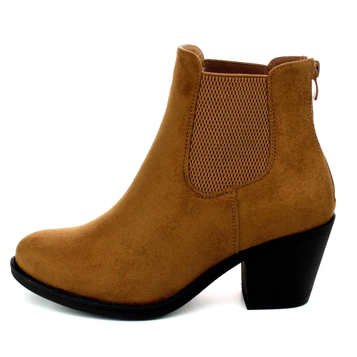 Refresh Footwear Women's Elastic Side Stacked Block Heel Bootie