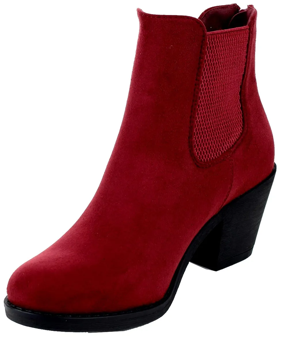 Refresh Footwear Women's Elastic Side Stacked Block Heel Bootie